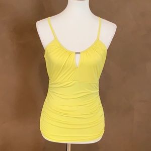Bebe Yellow Halter tank w/ trim